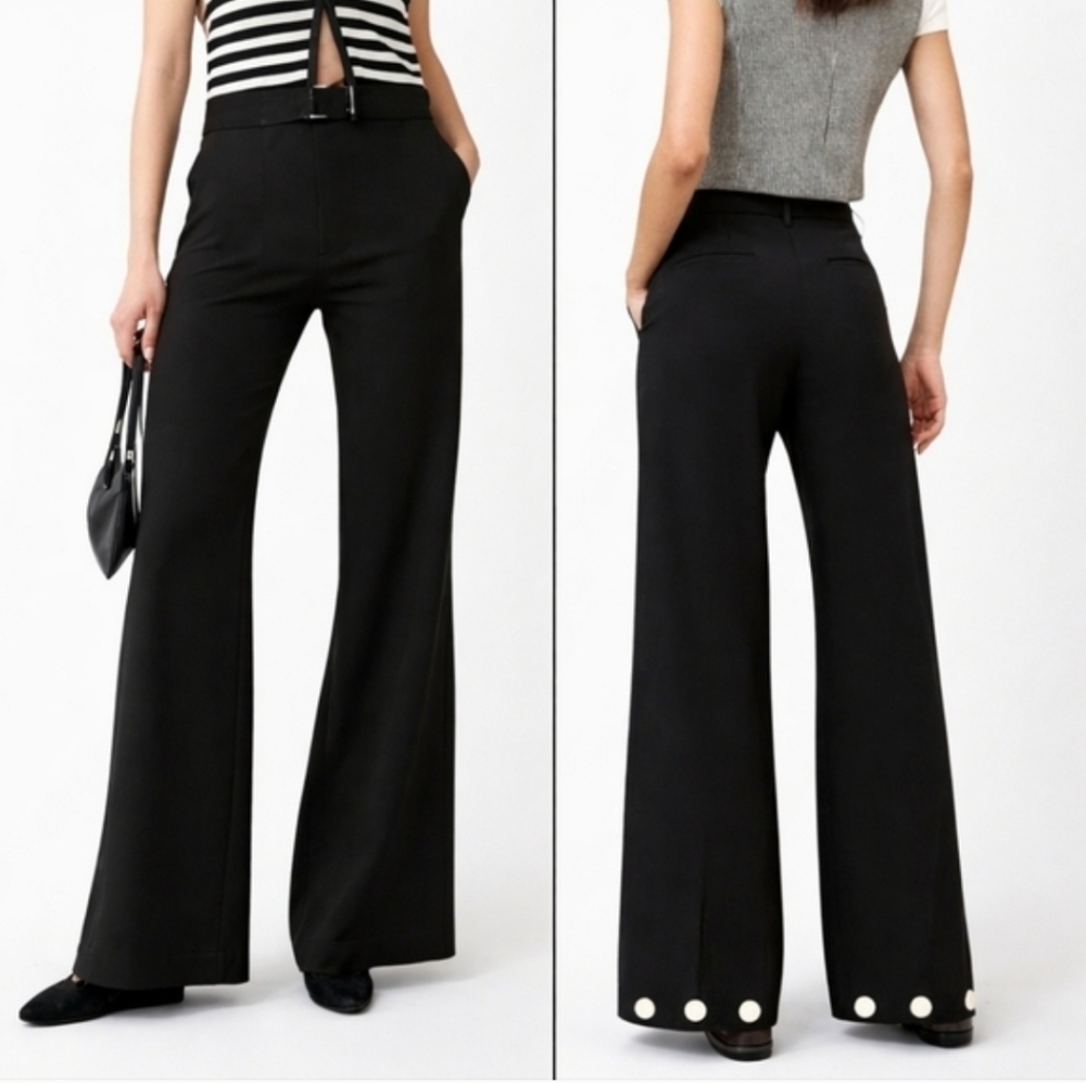 Banana Republic Sculpted Stretch Wide Leg Trouser Black Size 14
